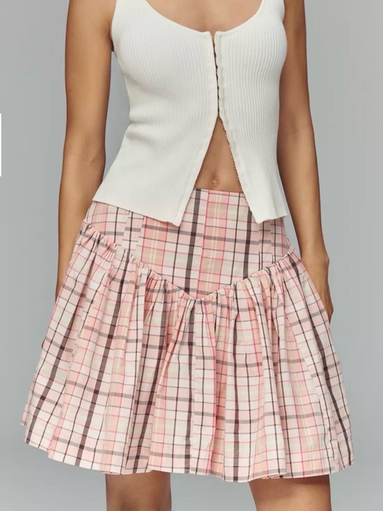 Anthropologie Dresses & Skirts - Anthropologie Pink Plaid Mini Skirt